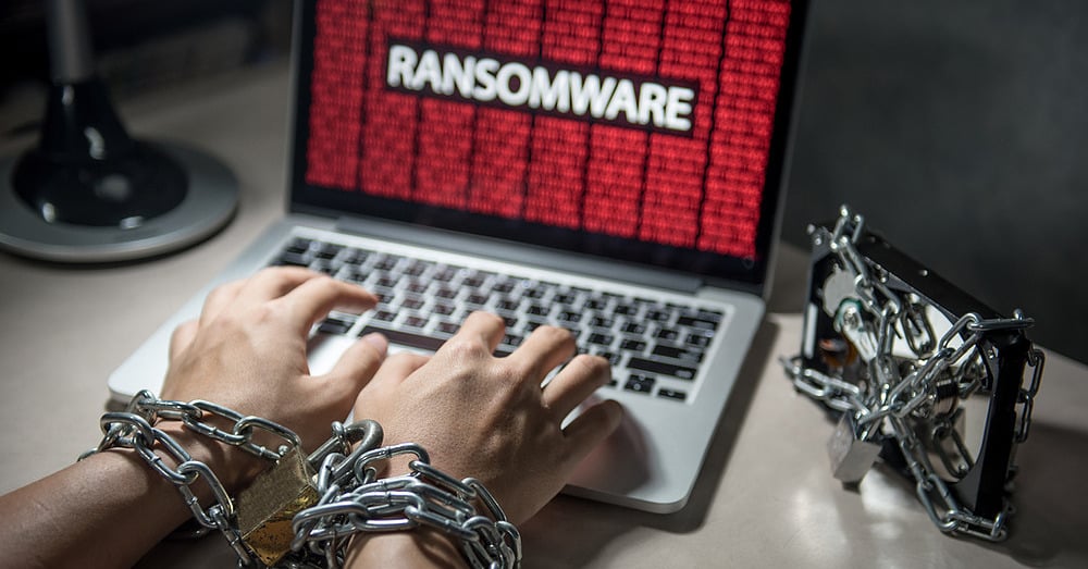 Computer with ransomware attack